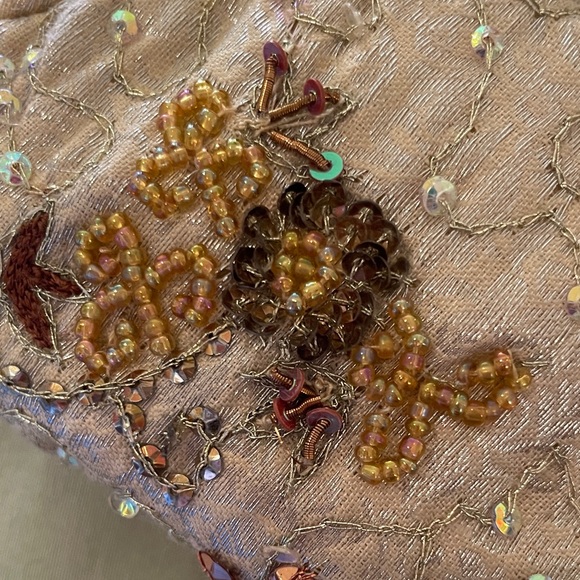 White House Black Market Beige Embellished Clutch vintage - Picture 5 of 8